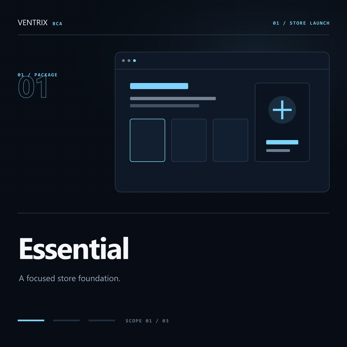 Abstract glass storefront architecture for Shopify Store Launch
