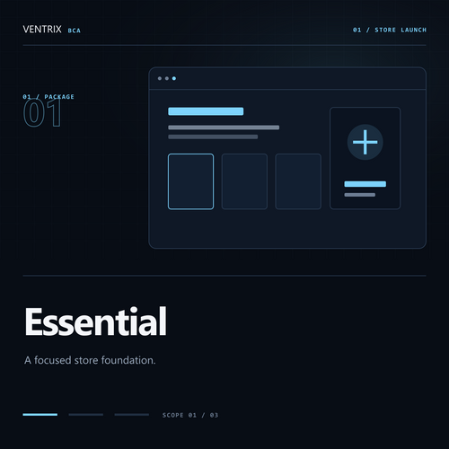 Abstract glass storefront architecture for Shopify Store Launch