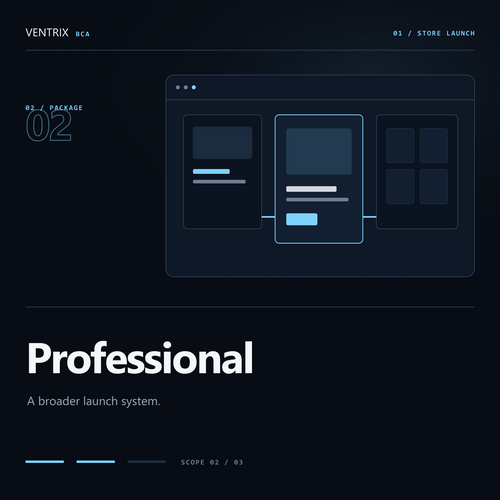 Abstract glass storefront architecture for Shopify Store Launch