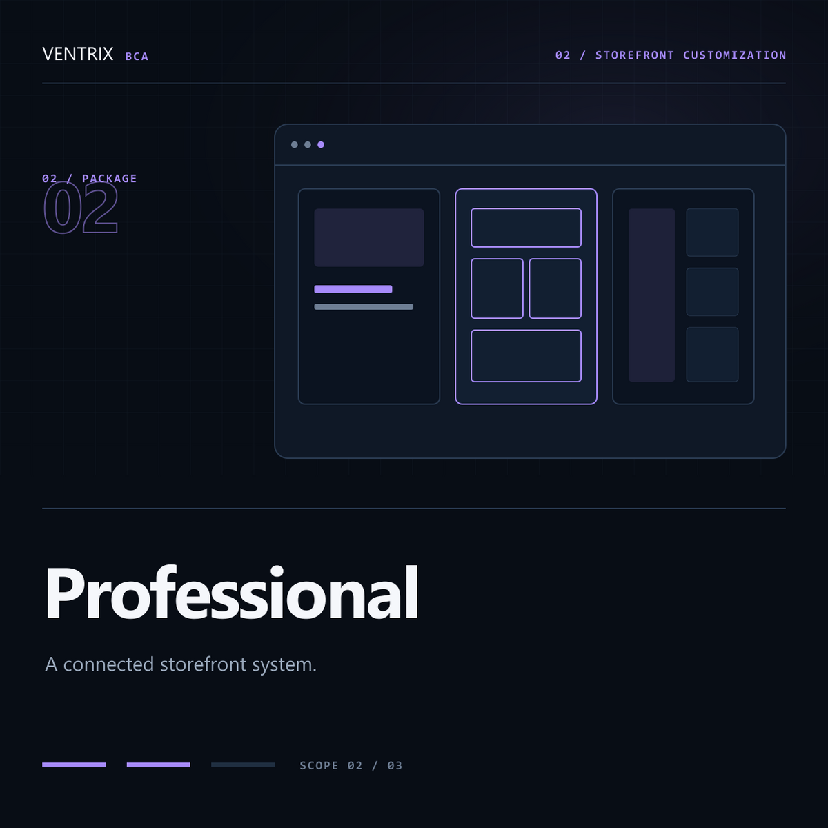 Modular dark storefront interface for Shopify customization